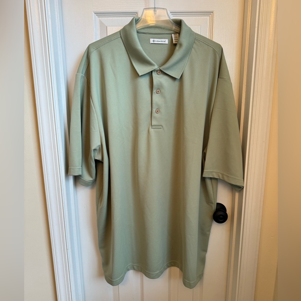 Cubavera short sleeve polo shirt. Men's 3XLT green moisture wicking golf office